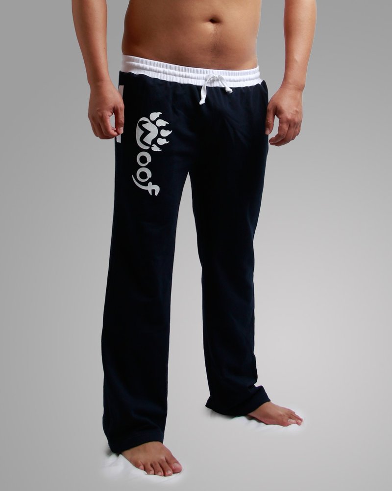 抽繩棉長褲-Woof (丈青) - 男長褲/休閒褲 - 棉．麻 藍色