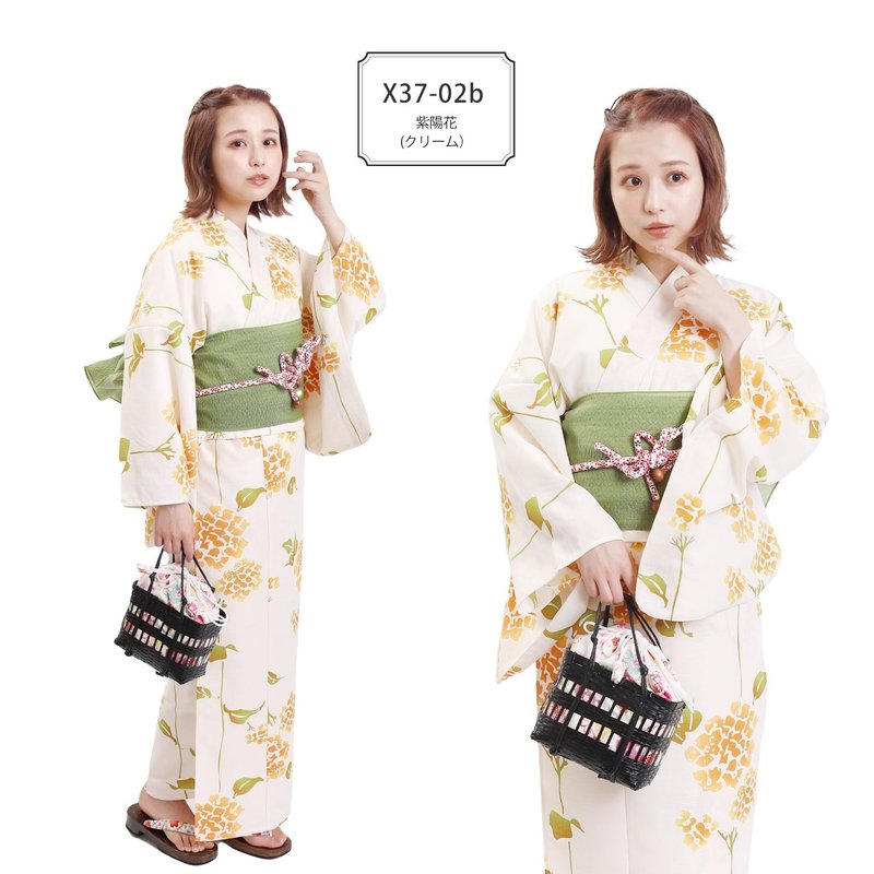 日本 和服 女性 浴衣 腰帶 2件組 F Size  X37-02B yukata - 其他 - 聚酯纖維 金色