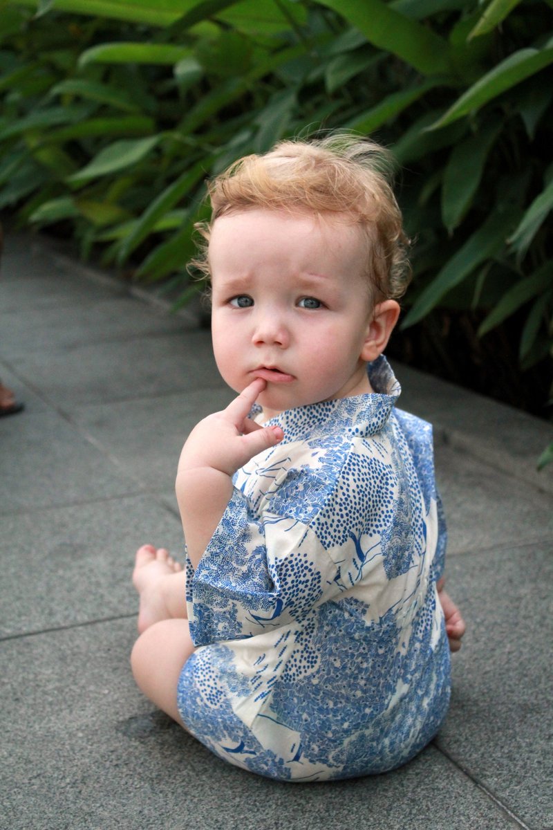 Japanese Cotton Baby Kimono Bodysuit Jumper Romper (6-12 months - Size S) - 其他 - 棉．麻 黃色
