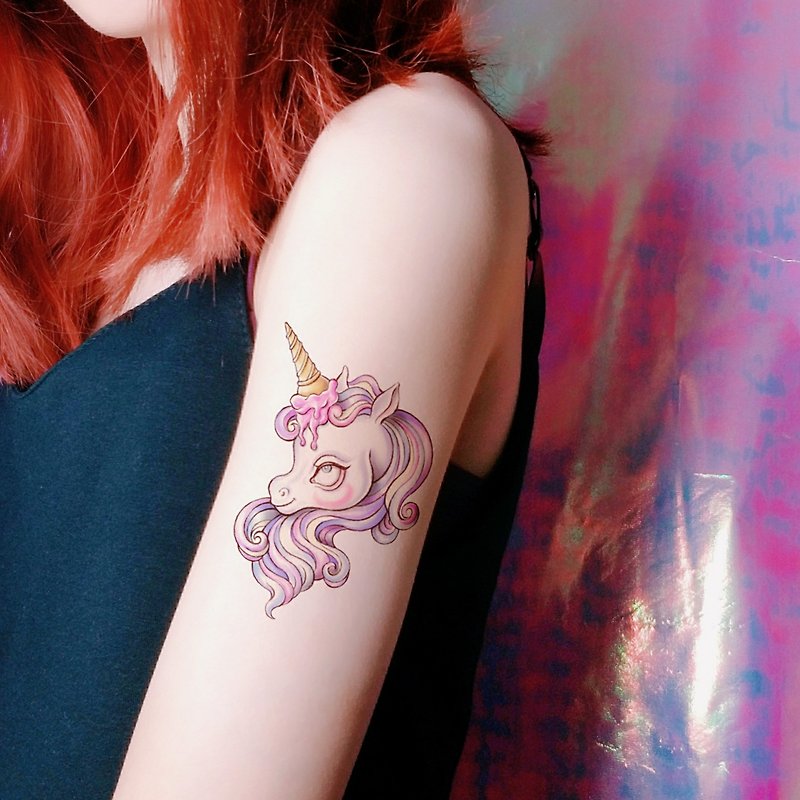 Ice cream unicorn - temporary tattoo sticker set - Temporary Tattoos - Paper 