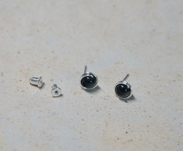 ll 6mm 黒曜石 ll 925 スターリングシルバー イヤリング 黒曜石