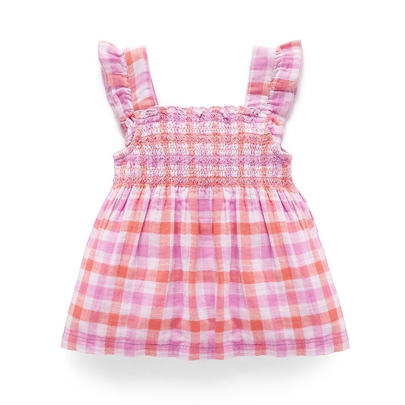 Australian Purebaby organic cotton girls' tops 12M-4T orange pink plaid - Tops & T-Shirts - Cotton & Hemp 