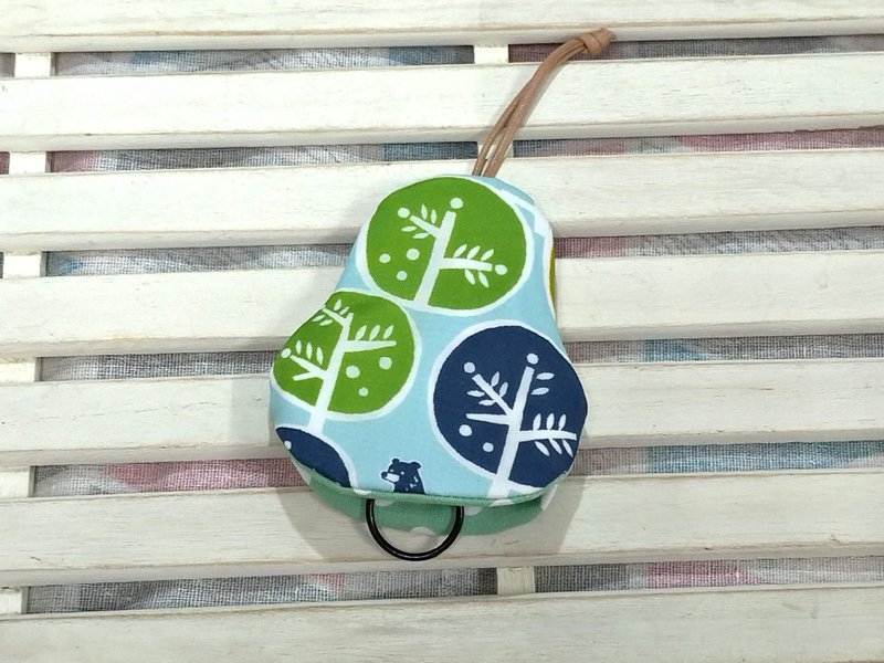 森林(淺藍) 梨型防水鑰匙包【K200303】 - 鑰匙圈/鑰匙包 - 棉．麻 多色