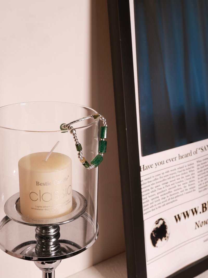 羅勒碎擊。綠草莓 綠碧璽 S925純銀 手鍊 - 手鍊/手環 - 水晶 綠色