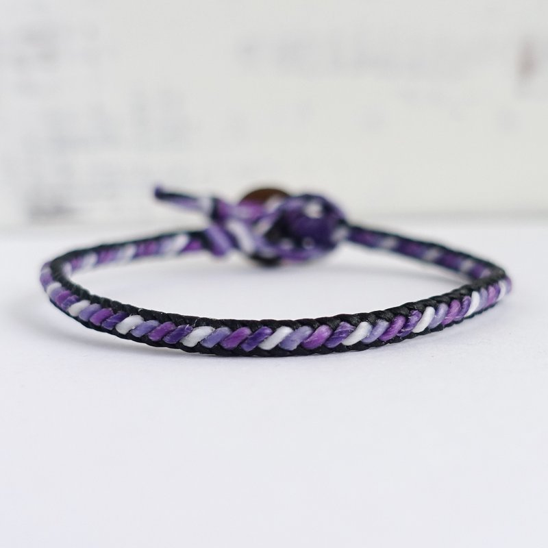 Purple-black frame gradient series│Classic braided diagonal style│Waterproof Wax line surf bracelet and anklet - Bracelets - Waterproof Material Purple