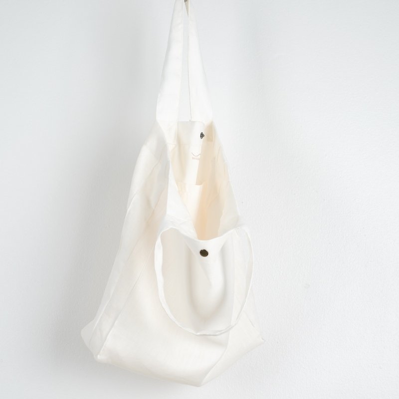 Casual Linen Tote Bag (Off-White) - Handbags & Totes - Linen White