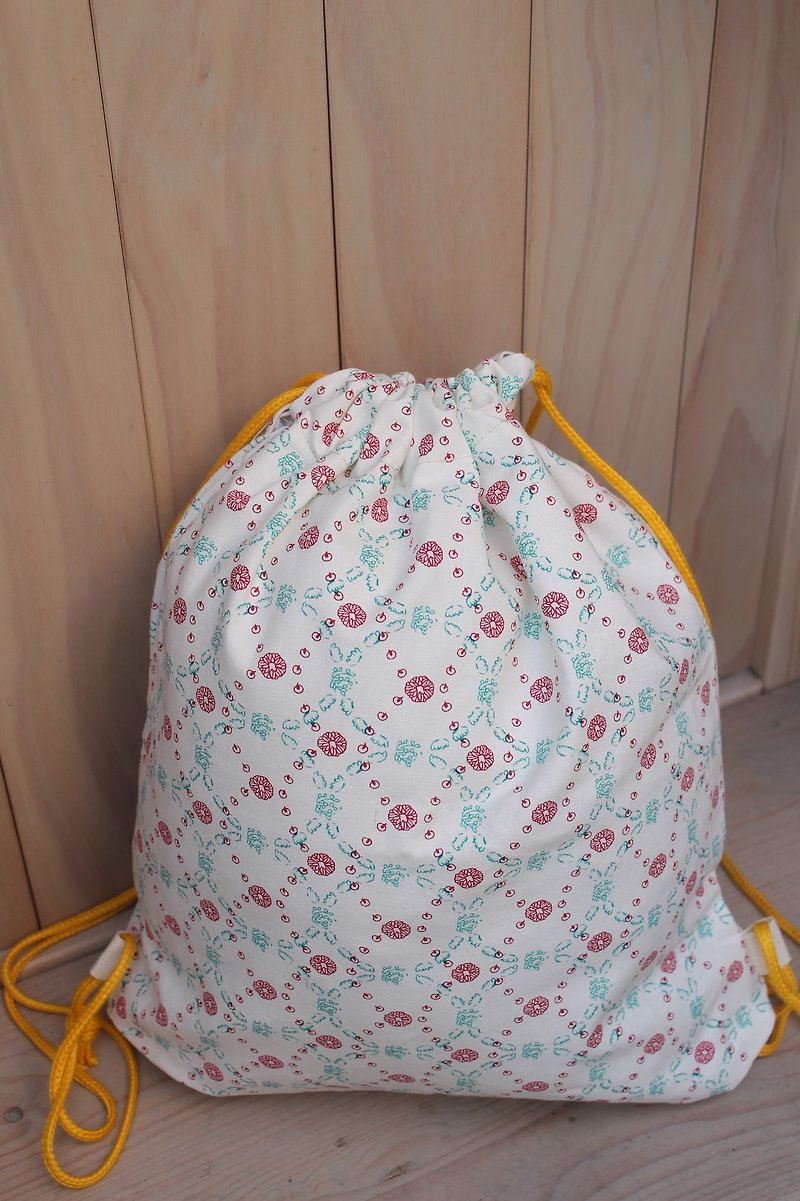 Oleta hand for groceries ╭ * [small fresh light color beam port backpack] - Drawstring Bags - Cotton & Hemp Pink