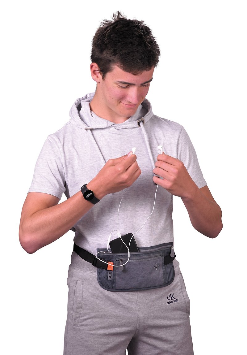 Belt bag with 2 zipper compartments SICHERHEITSGURT - อื่นๆ - เส้นใยสังเคราะห์ สีเทา