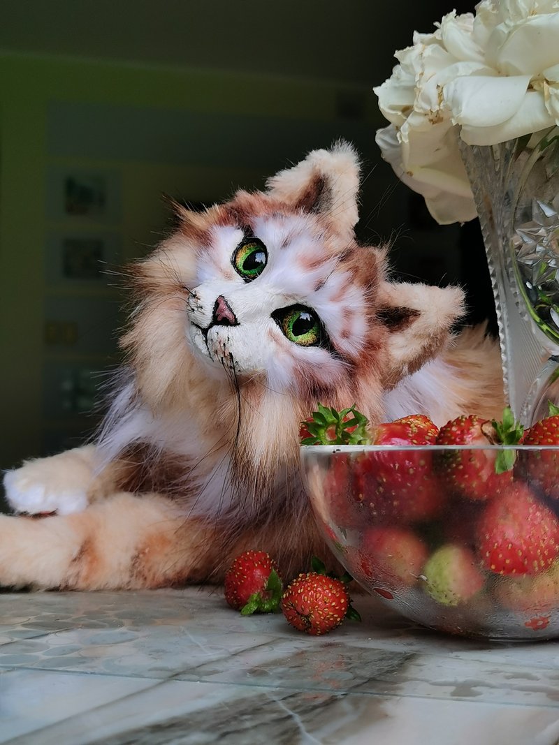 real size cat realistic animal stuffed! art doll poseable - 公仔/玩偶 - 其他人造纖維 白色