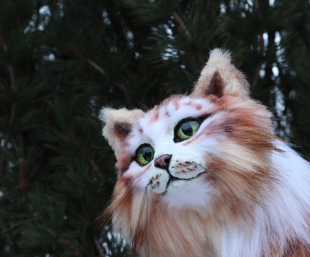 在庫新品雪灯り リアルサイズぬいぐるみ　長毛白猫　アートドール　チンチラ　全身可動　ねこ ネコ一般