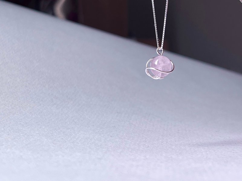 Amethyst Dream Planet Sterling Silver Necklace Natural Stone Ore Gift Collarbone Training - Necklaces - Gemstone Pink