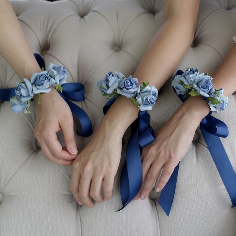 6 Pcs. of Rosie Perfect Rose Collection Bridesmaid Bracelet - Bracelets - Paper Blue