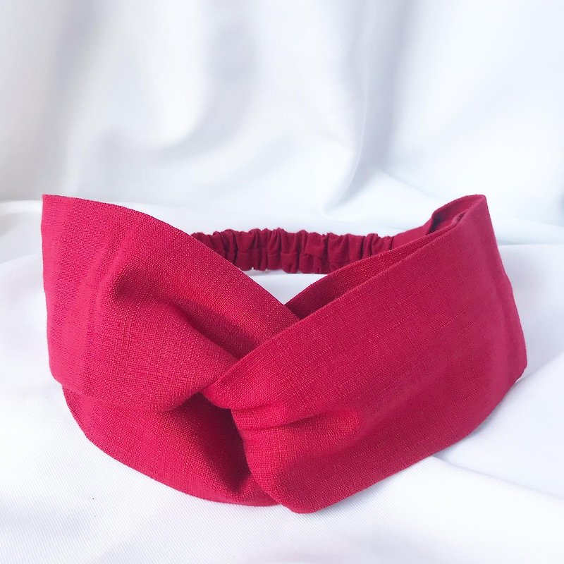 Plain cross hair band-red - Headbands - Cotton & Hemp Red