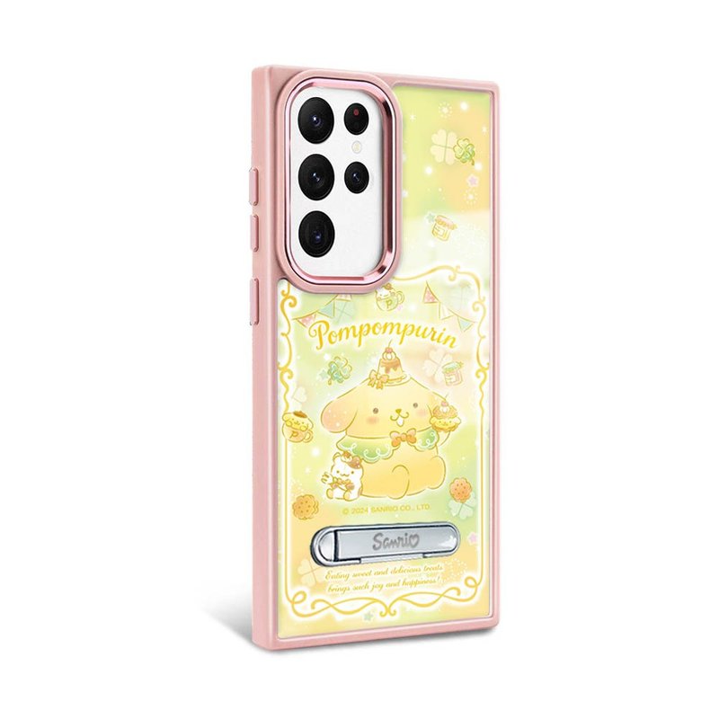 三麗鷗 S24/S23系列 軍規防摔鋁合金鏡頭框立架-茶會布丁狗-粉框 - 手機殼/手機套 - 其他材質 多色