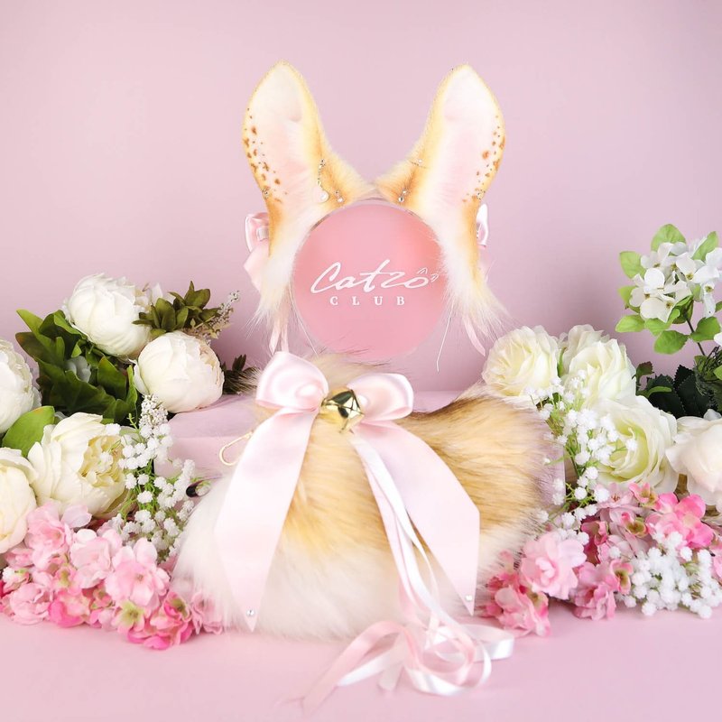 Blonde Bunny Ears and Tail Set - 髮夾/髮圈 - 其他人造纖維 金色