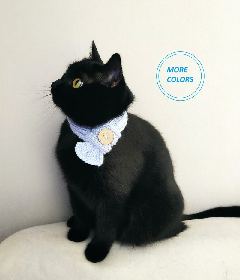Pet scarf with button Dog scarf Cat scarf Pet collar Pet cowl Knit pet neck wear - 項圈/牽繩 - 羊毛 