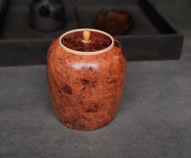 茶筒 | 手作り紫檀胆木孤児、高さ10cm、直径9cm - ショップ myou 急須 