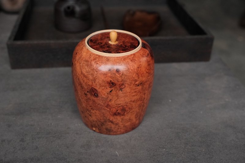 Tea caddy | handmade rosewood gall wood orphan, height 10cm, diameter 9cm - Teapots & Teacups - Wood 