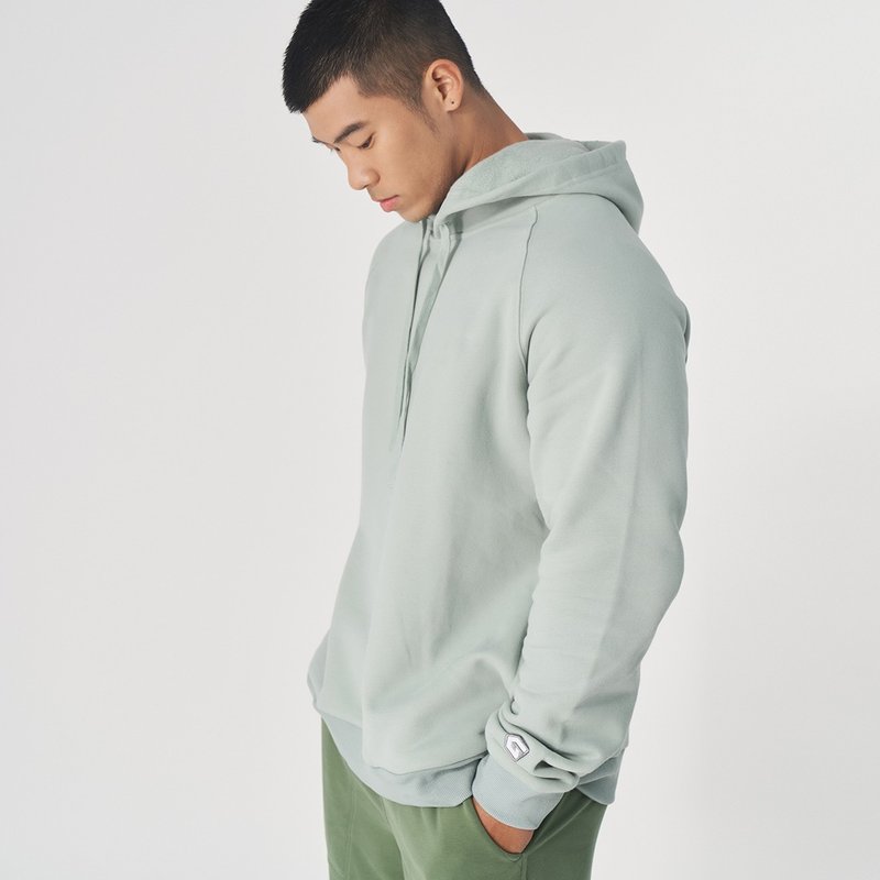 【GLADE.】Persistence Thick Brushed Long Sleeve Hooded Men's Top (Lake Green) - Men's Sportswear Tops - Cotton & Hemp Green