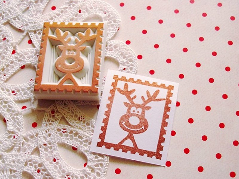 Apu手作り章かわいいヘラジカスタンプスタンプクリスマス冬該当するハンドスタンプ - はんこ・スタンプ台 - ゴム 