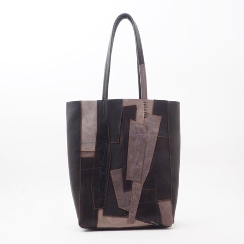 Crazy leather bag (dark brown/light brown)/buffalo & cowhide/T059 - กระเป๋าถือ - หนังแท้ 