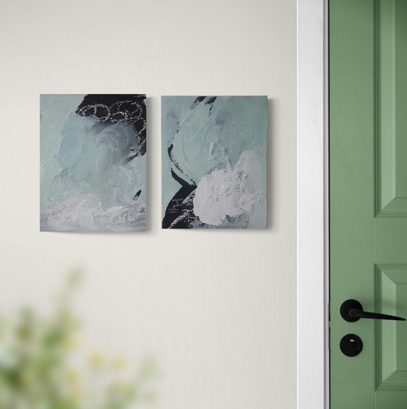 Abstract painting print, painting for gift, home decor- 2 Prints - โปสเตอร์ - กระดาษ หลากหลายสี