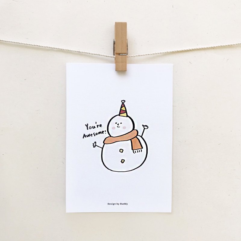 Buddy | Your Best Snowman | Christmas Postcard - การ์ด/โปสการ์ด - กระดาษ ขาว