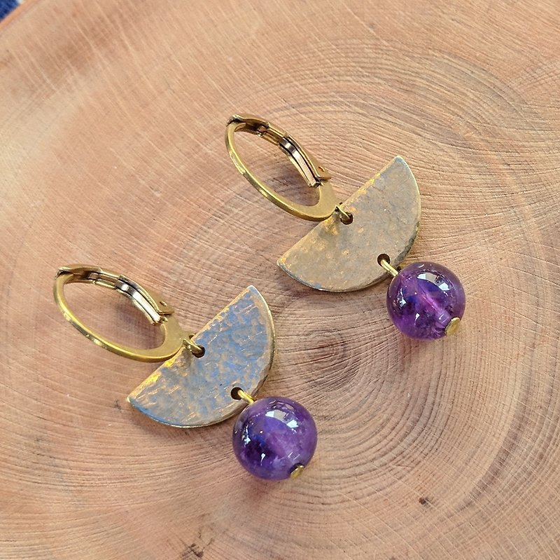 Half Moon Amethyst Earrings - Earrings & Clip-ons - Gemstone Purple