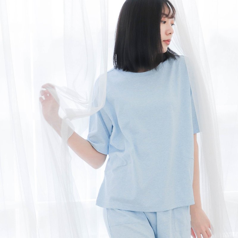 UMORFIL Collagen Five-Sleeve Homewear-Twist Blue - Loungewear & Sleepwear - Cotton & Hemp Blue