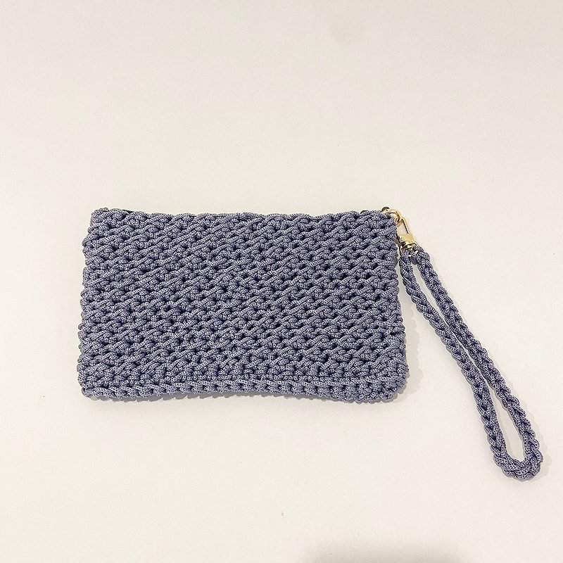 Handmade woven clutch gray storage bag - Clutch Bags - Other Materials Gray