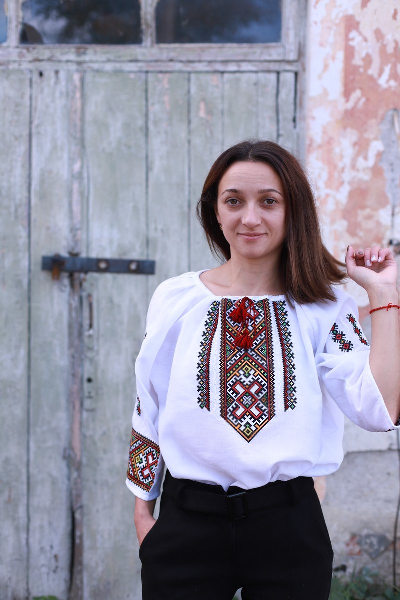 Vyshyvanka ukrainian for women ethnic style national desing - 女襯衫 - 其他材質 白色