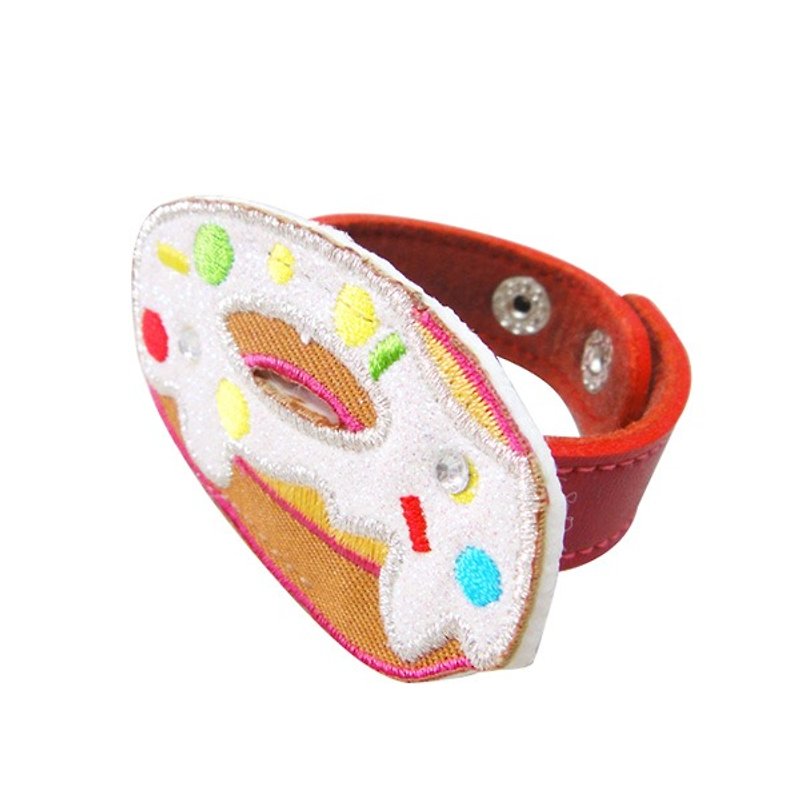 wristband /  bracelet accessory– Dribbling Donut (with leather wristband) - สร้อยข้อมือ - วัสดุอื่นๆ สีนำ้ตาล