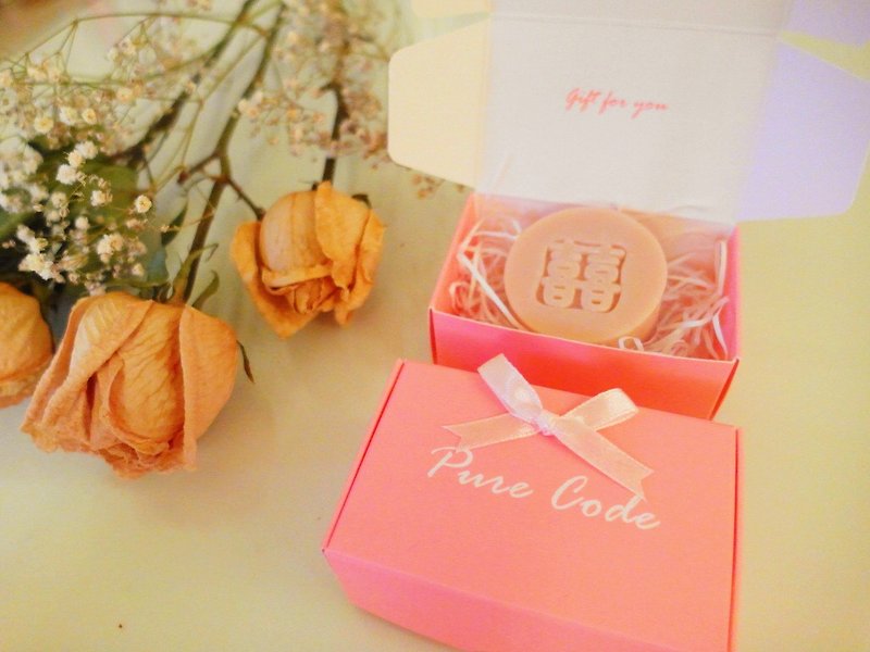 Pure Barcode - Rose Joy Powder Small Gift Box - Small Round Soap 10pcs (Wedding Small Object) - ผลิตภัณฑ์ล้างมือ - พืช/ดอกไม้ สีแดง