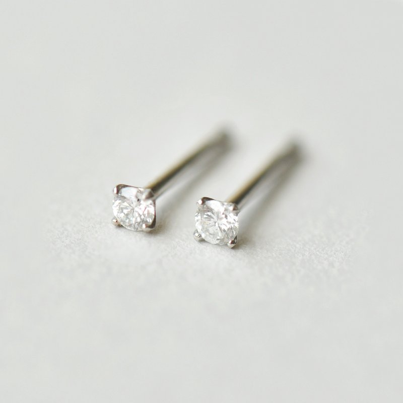 【Second Earrings】 鉑金鑽石耳環 0.08ct - 耳環/耳夾/耳骨夾 - 貴金屬 