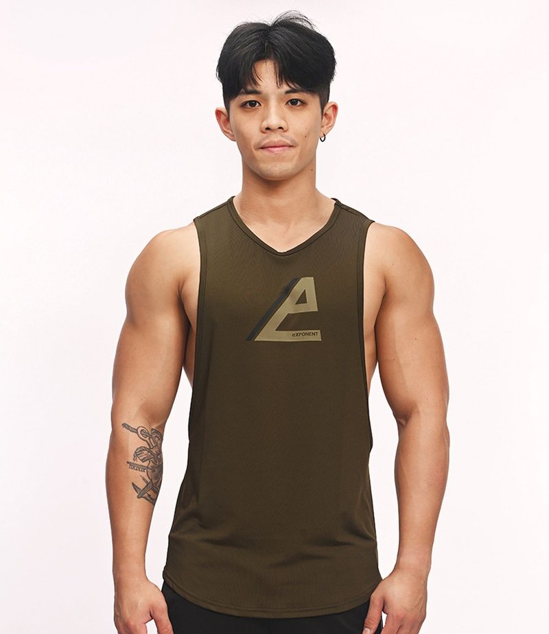 (3 color)  Actiflex2.0 Energy Source Gym Tank Top - Army Green - เสื้อกั๊กผู้ชาย - เส้นใยสังเคราะห์ สีเขียว