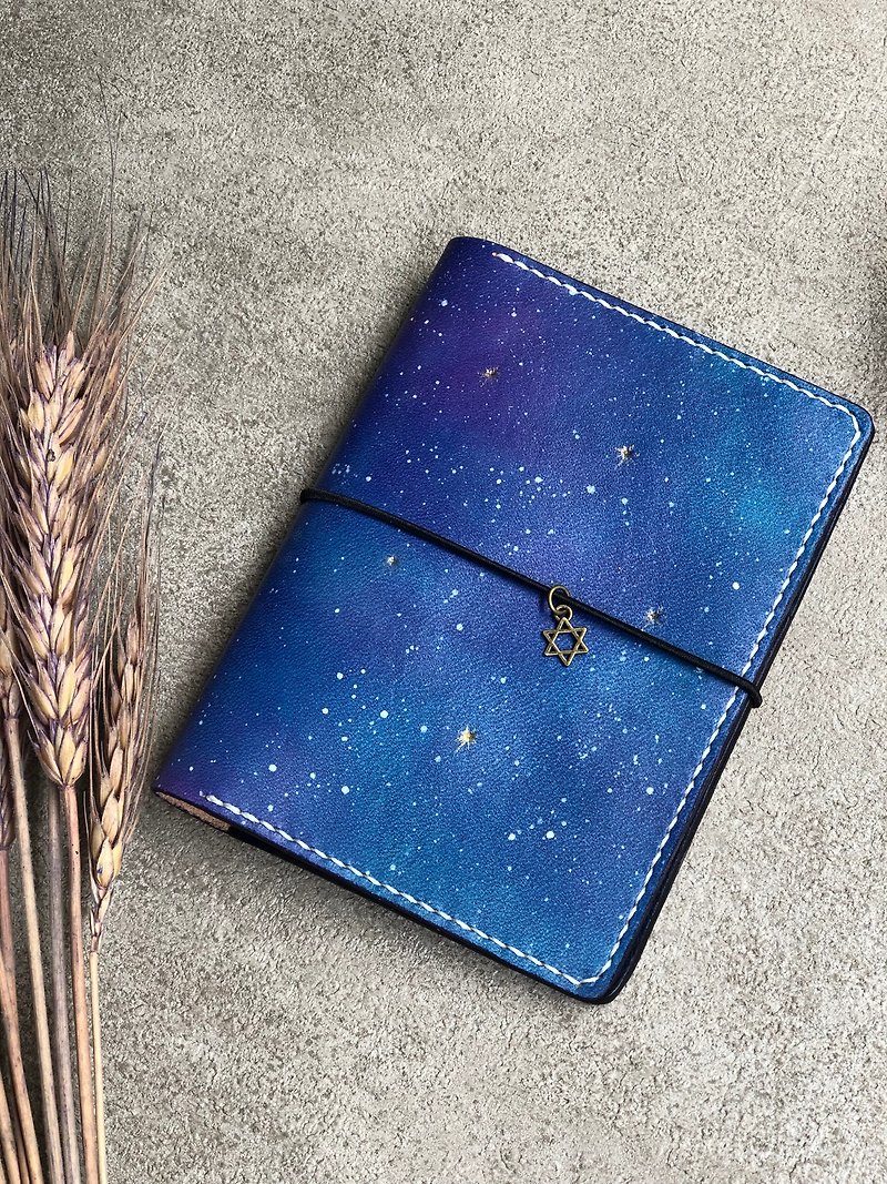 Hand dyed universe starry sky tied rope passport cover passport holder - Passport Holders & Cases - Genuine Leather Purple