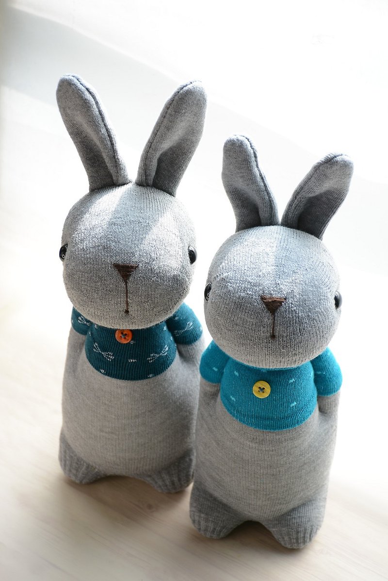 Natural wind hand-made full-hand-stitched socks dolls ~ 3 Dora rabbits / Buyer myopes234 exclusive store - Stuffed Dolls & Figurines - Cotton & Hemp Multicolor