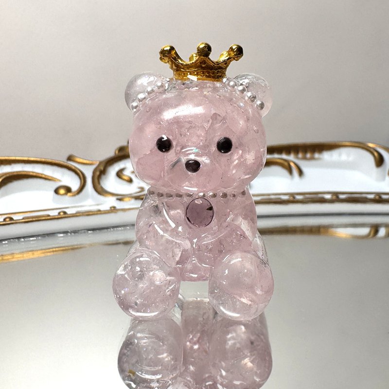 Stone| Natural pink quartz Stone ornaments | Pink crystal bear model 03 | Crystal glue resin - Other - Crystal Pink