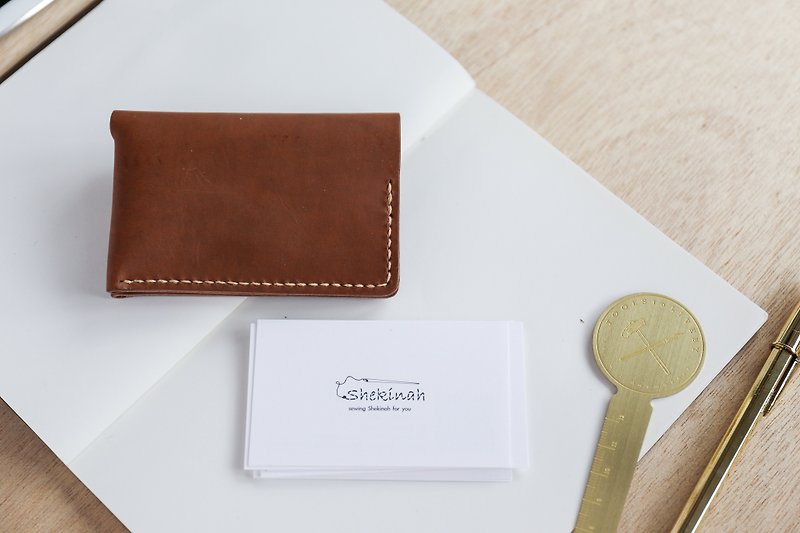 Shekinah Handmade Leather-Bilateral Business Card Holder - Card Holders & Cases - Genuine Leather Brown