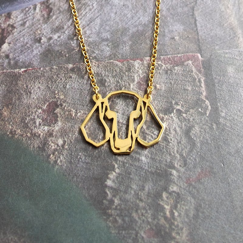 Dachshund  Dog Necklace, Gold Plated Brass Necklace, Dog Birthday gift - 項鍊 - 銅/黃銅 金色