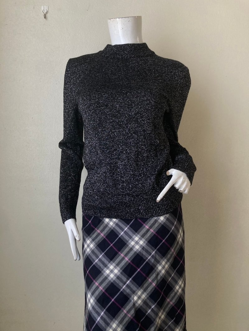 Saint Laurent Paris Women's Mock neck metallic giltter black knitwear Size M - 女大衣/外套 - 聚酯纖維 