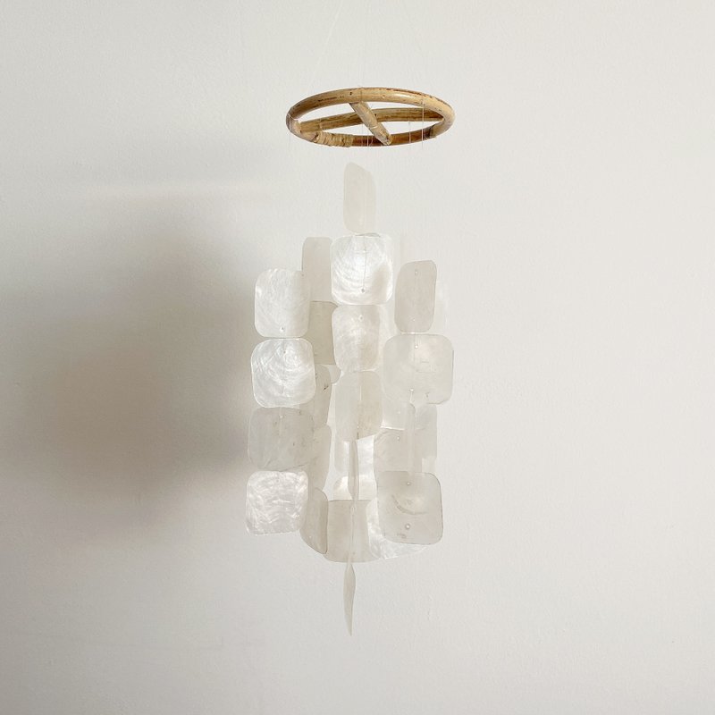 DIY-KIT | Polish Restr._White(S) Suare | Capiz Shell Wind Chime Mobile | #0-336 - 其他 - 貝殼 白色
