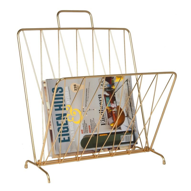pt, Magazine rack Diamond Raster metal gold plated - 居家收納/收納盒/收納用品 - 其他金屬 金色