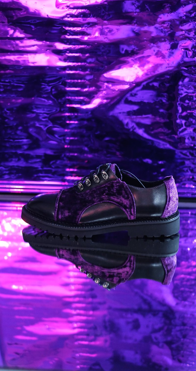 Purple Velvet lady shoes. - Women's Casual Shoes - Genuine Leather Purple
