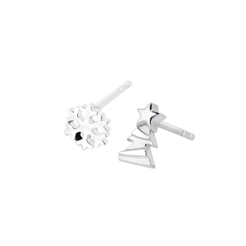 Snowflake Christmas tree jump - Earrings & Clip-ons - Other Metals Silver