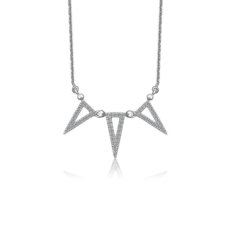 Triple Hollow Triangle Diamond Necklace - Necklaces - Other Metals Yellow