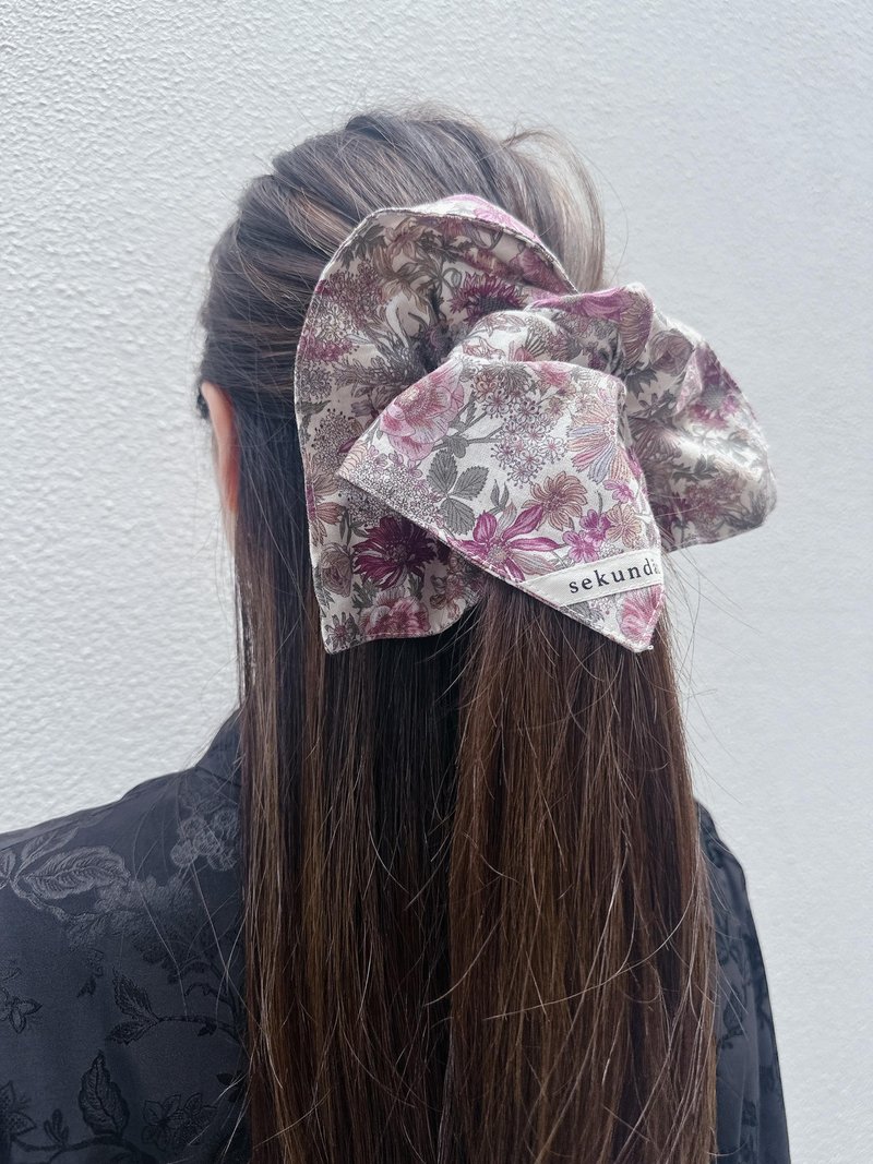 Cotton and Linen Hair Scrunchies - Hair Accessories - Plants & Flowers Purple