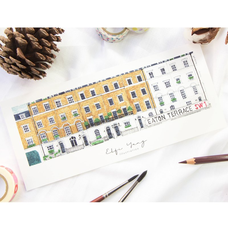 London Houses Cards / Postcards - Eaton Terrace - การ์ด/โปสการ์ด - กระดาษ สีกากี