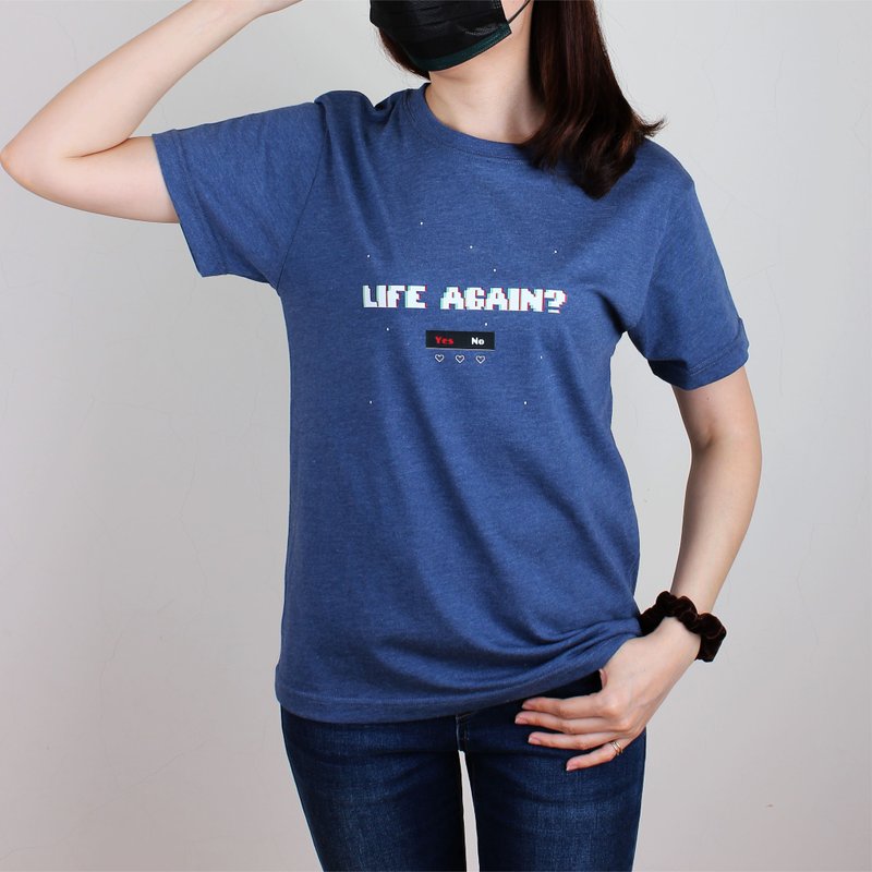 【復古】Life again再活一次  短T/男T恤/T-Shirt/女上衣 - 男 T 恤 - 棉．麻 黃色