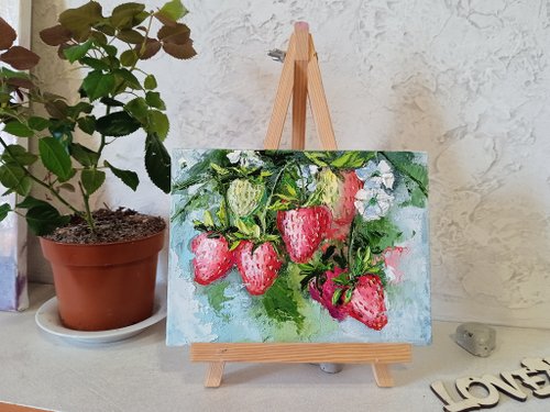 油絵 油彩 油彩画 絵 絵画 【苺の花】